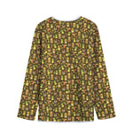 Tiki Luau Pattern Print Long Sleeve Short Coat