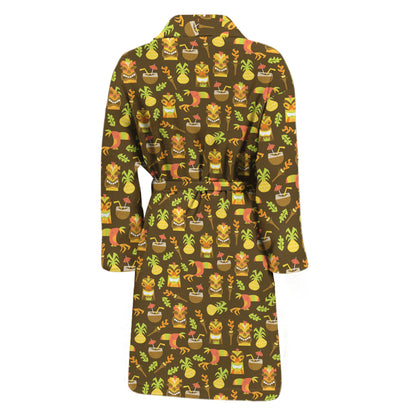 Tiki Luau Pattern Print Men's Bathrobe