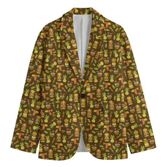 Tiki Luau Pattern Print Men's Blazer