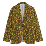 Tiki Luau Pattern Print Men's Cotton Blazer
