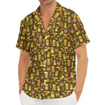 Tiki Luau Pattern Print Men's Deep V-Neck Shirt