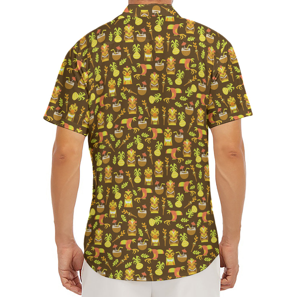 Tiki Luau Pattern Print Men's Deep V-Neck Shirt