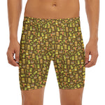 Tiki Luau Pattern Print Men's Long Boxer Briefs