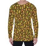 Tiki Luau Pattern Print Men's Long Sleeve T-Shirt