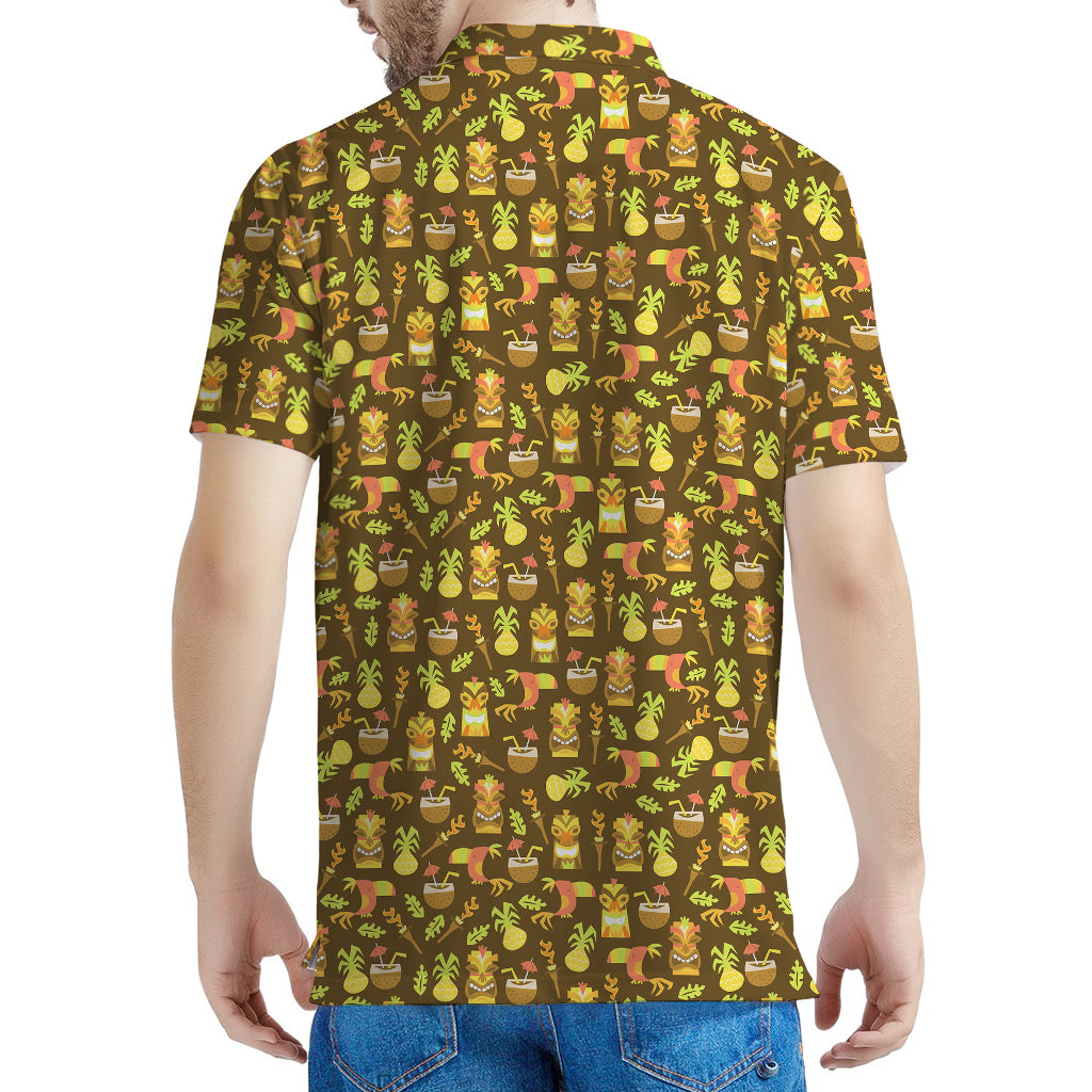 Tiki Luau Pattern Print Men's Polo Shirt