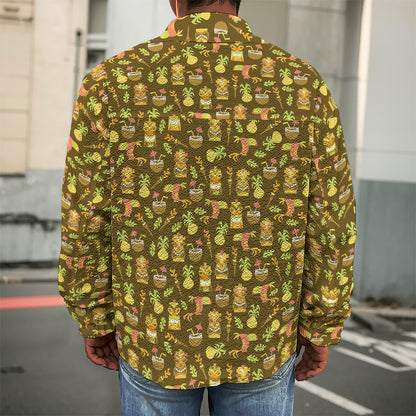 Tiki Luau Pattern Print Men's Shirt Jacket