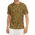Tiki Luau Pattern Print Men's Short Sleeve Rash Guard