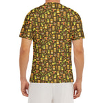 Tiki Luau Pattern Print Men's Short Sleeve Rash Guard
