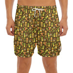 Tiki Luau Pattern Print Men's Split Running Shorts