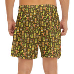 Tiki Luau Pattern Print Men's Split Running Shorts