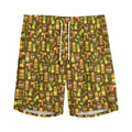 Tiki Luau Pattern Print Men's Athletic Shorts