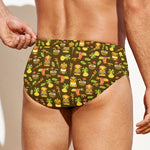 Tiki Luau Pattern Print Men's Swim Briefs