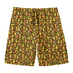 Tiki Luau Pattern Print Men's Swim Trunks