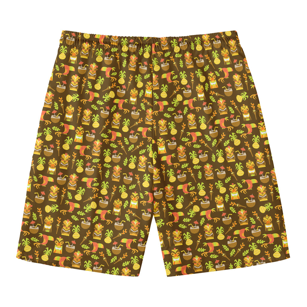 Tiki Luau Pattern Print Men's Swim Trunks