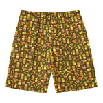 Tiki Luau Pattern Print Men's Swim Trunks