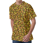 Tiki Luau Pattern Print Men's Velvet T-Shirt