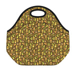 Tiki Luau Pattern Print Neoprene Lunch Bag