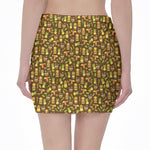 Tiki Luau Pattern Print Pencil Mini Skirt