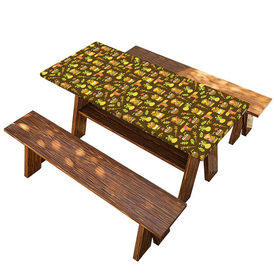 Tiki Luau Pattern Print Picnic Table Cover