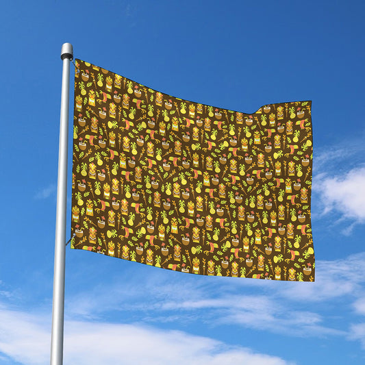 Tiki Luau Pattern Print Polyester Flag