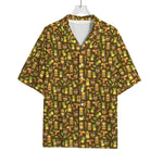 Tiki Luau Pattern Print Rayon Hawaiian Shirt