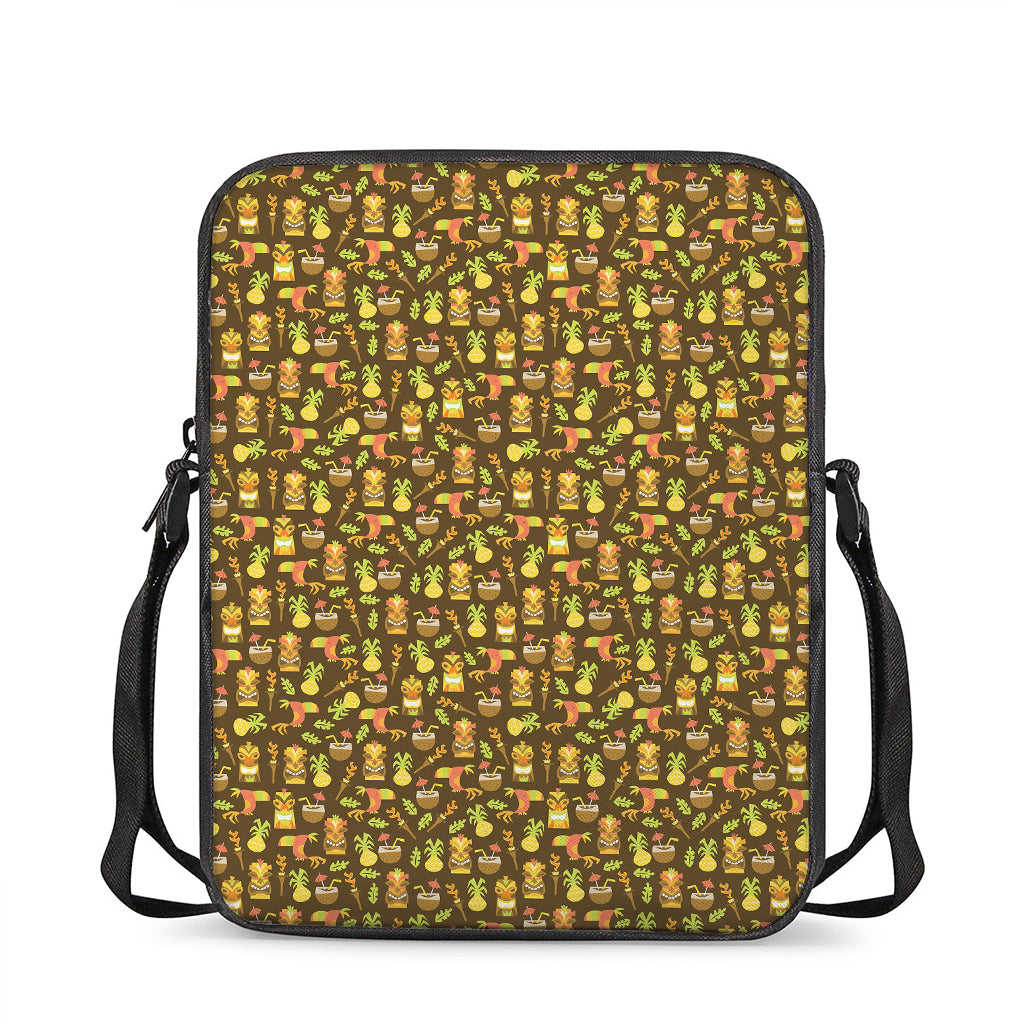 Tiki Luau Pattern Print Rectangular Crossbody Bag