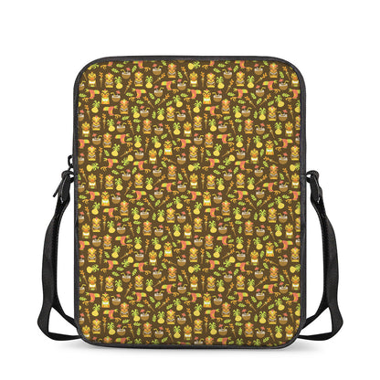 Tiki Luau Pattern Print Rectangular Crossbody Bag