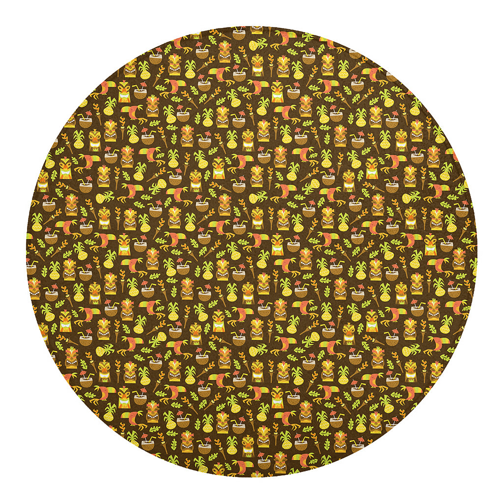 Tiki Luau Pattern Print Round Blanket