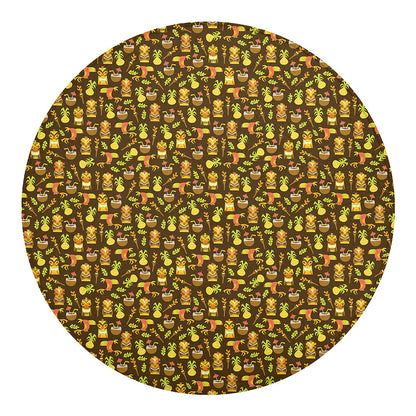 Tiki Luau Pattern Print Round Blanket