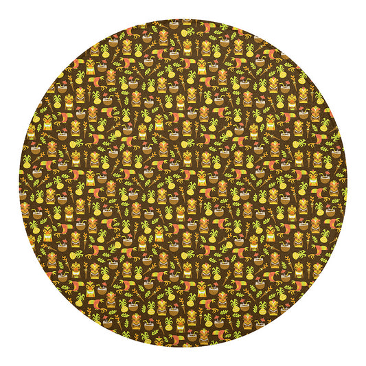Tiki Luau Pattern Print Round Blanket