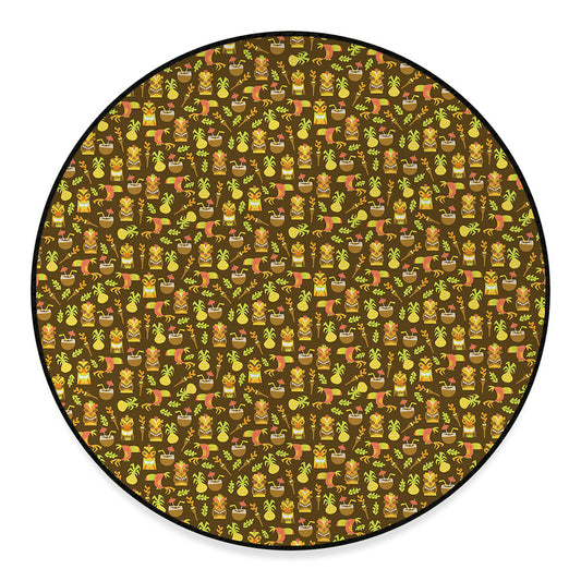 Tiki Luau Pattern Print Round Floor Mat