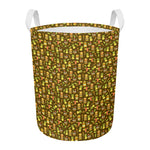 Tiki Luau Pattern Print Round Laundry Basket