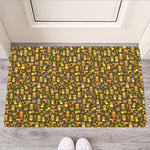 Tiki Luau Pattern Print Rubber Doormat