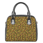 Tiki Luau Pattern Print Shoulder Handbag