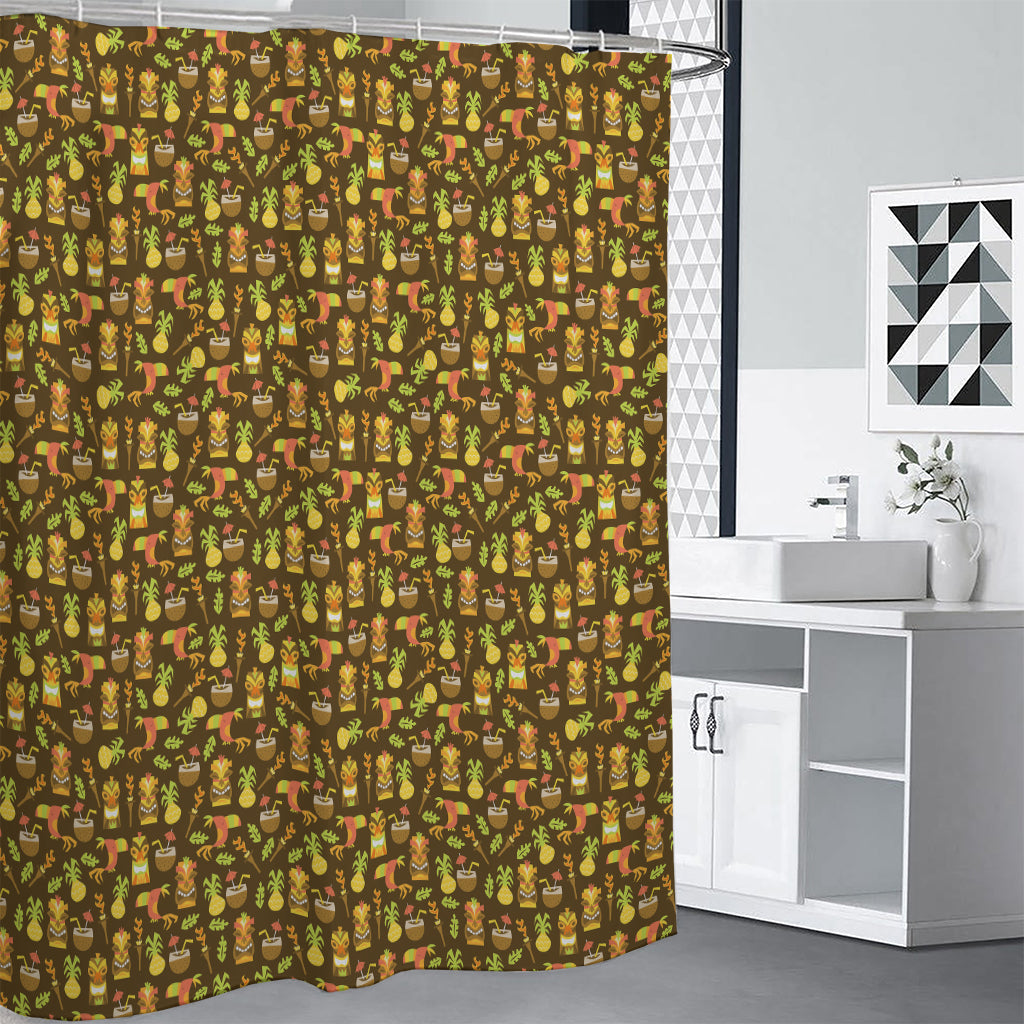 Tiki Luau Pattern Print Shower Curtain