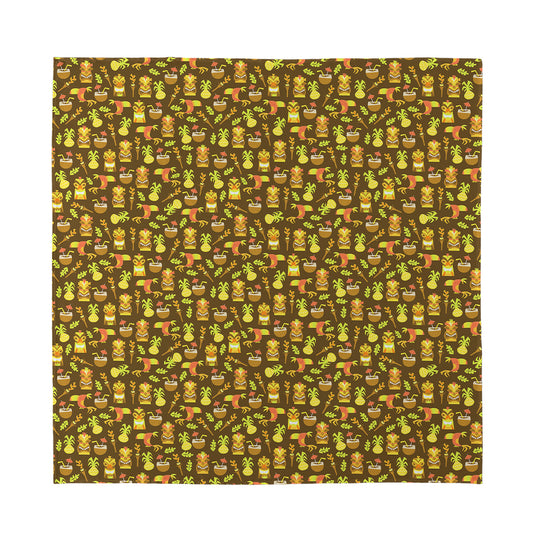 Tiki Luau Pattern Print Silk Bandana