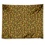 Tiki Luau Pattern Print Tapestry