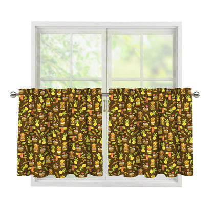 Tiki Luau Pattern Print Tier Curtains