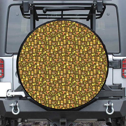 Tiki Luau Pattern Print Tire Cover