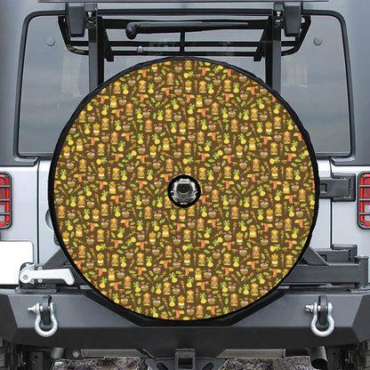 Tiki Luau Pattern Print Tire Cover With Camera Hole