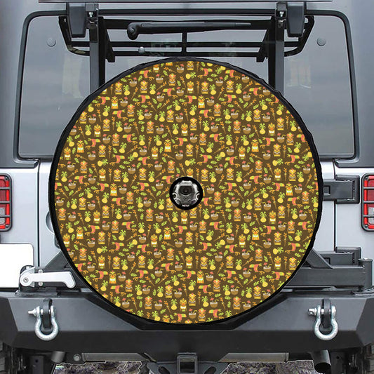 Tiki Luau Pattern Print Tire Cover With Camera Hole