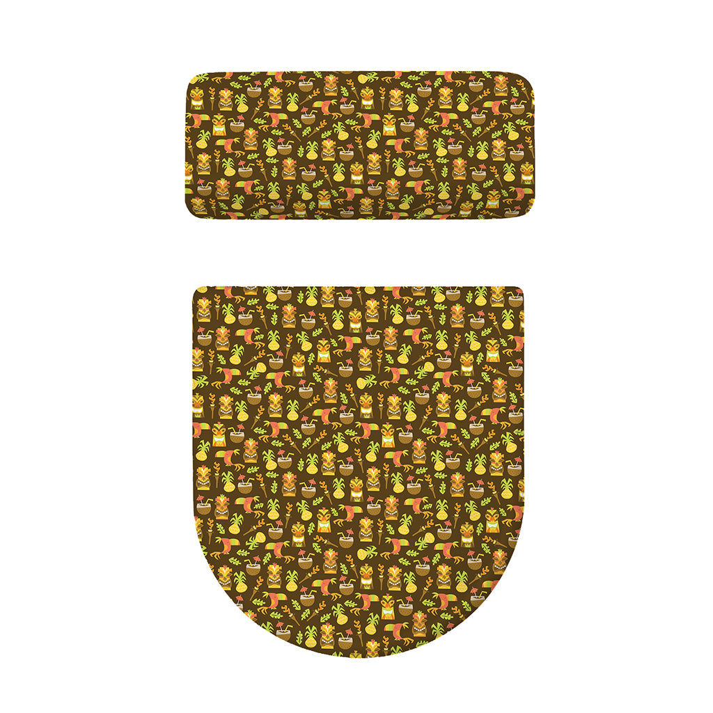 Tiki Luau Pattern Print Toilet Lid And Tank Cover Set