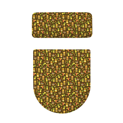 Tiki Luau Pattern Print Toilet Lid And Tank Cover Set