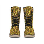 Tiki Luau Pattern Print Winter Boots