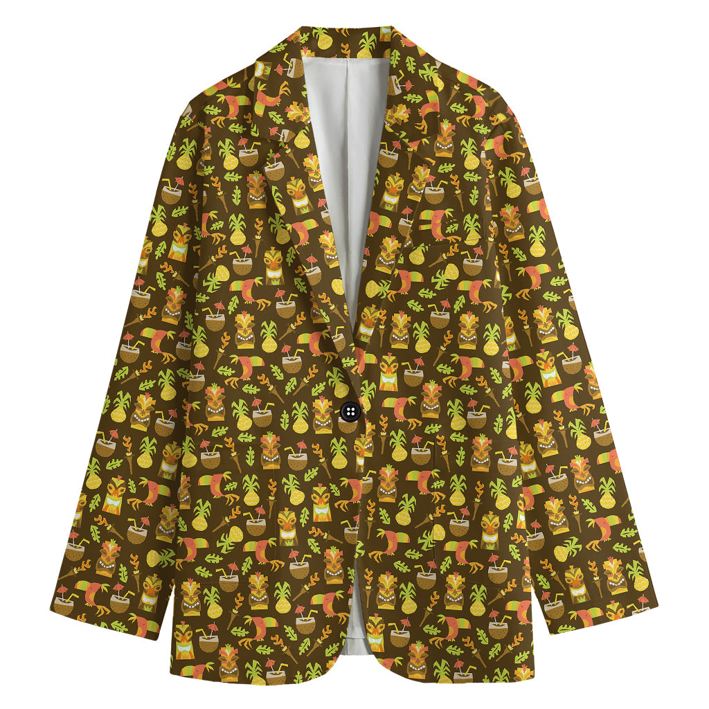 Tiki Luau Pattern Print Women's Blazer