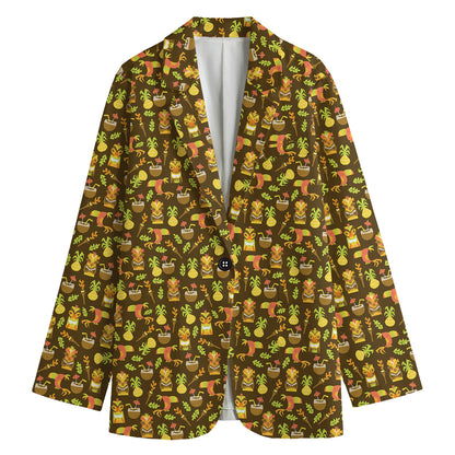 Tiki Luau Pattern Print Women's Blazer