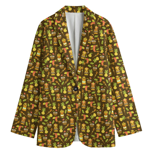 Tiki Luau Pattern Print Women's Blazer