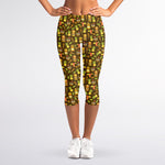 Tiki Luau Pattern Print Women's Capri Leggings