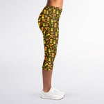 Tiki Luau Pattern Print Women's Capri Leggings