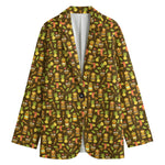 Tiki Luau Pattern Print Women's Cotton Blazer